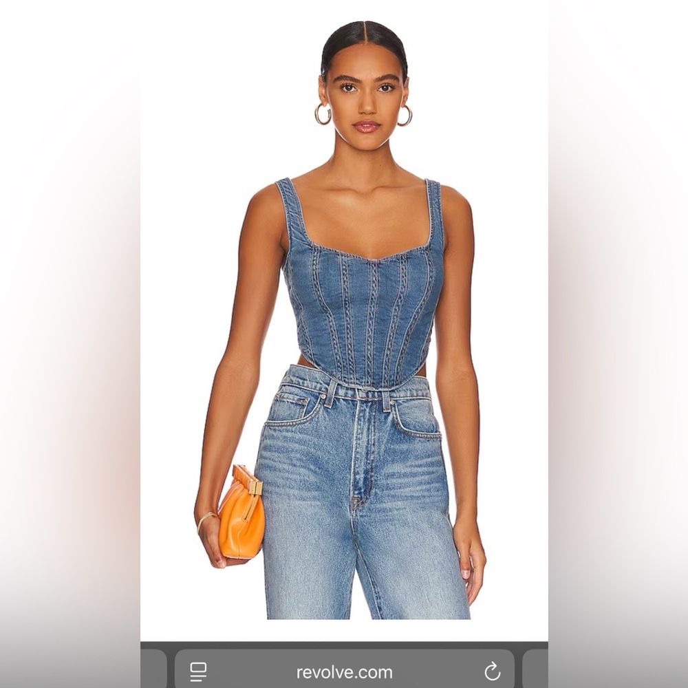 Bardot Blue Denim Crop Top
